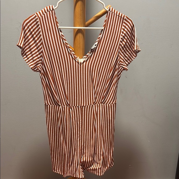 American Eagle Outfitters Dresses & Skirts - American Eagle Outfitters Rust and White Striped Romper Cottagecore Bohemain